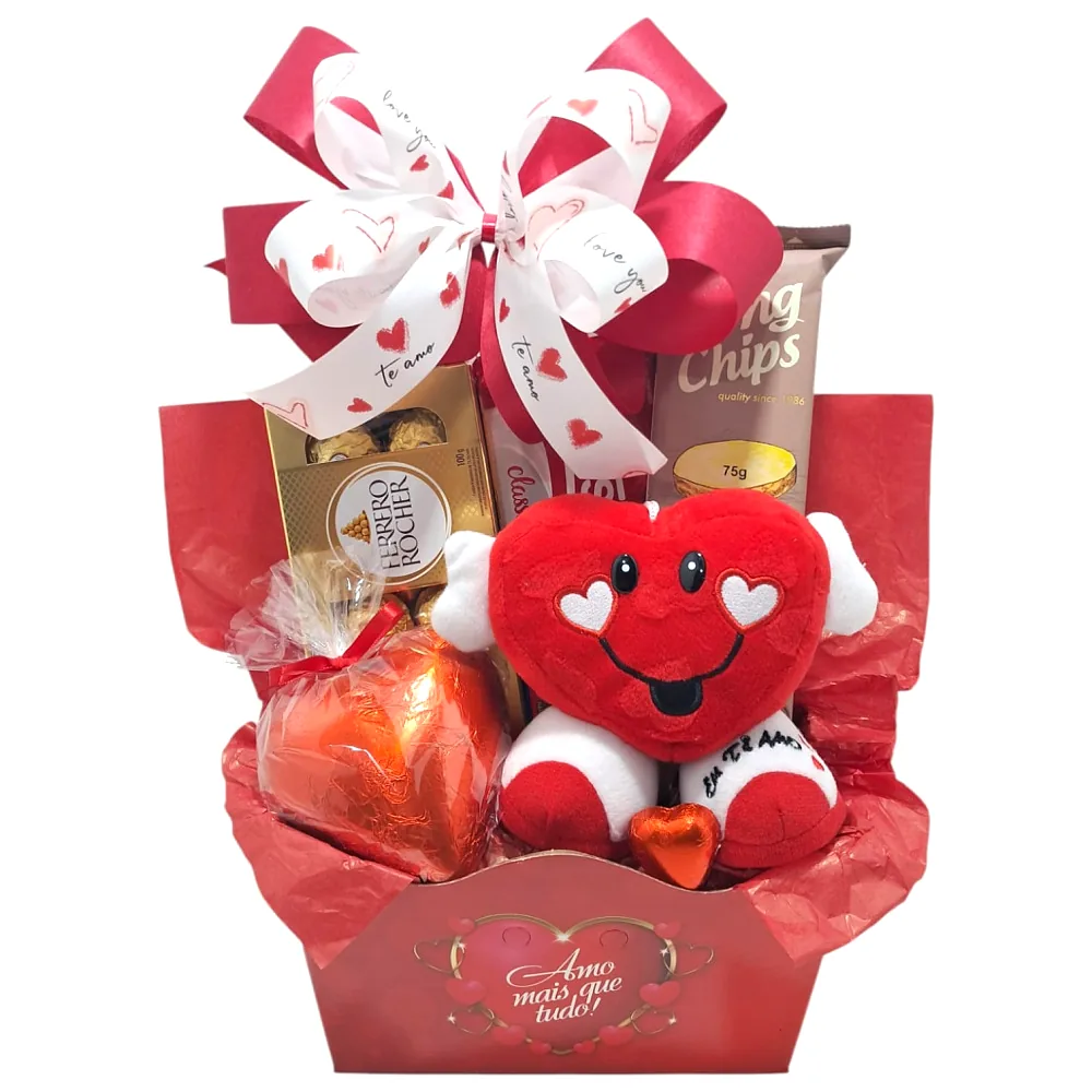 Cachepot com coração de pelúcia – Doce Amor
